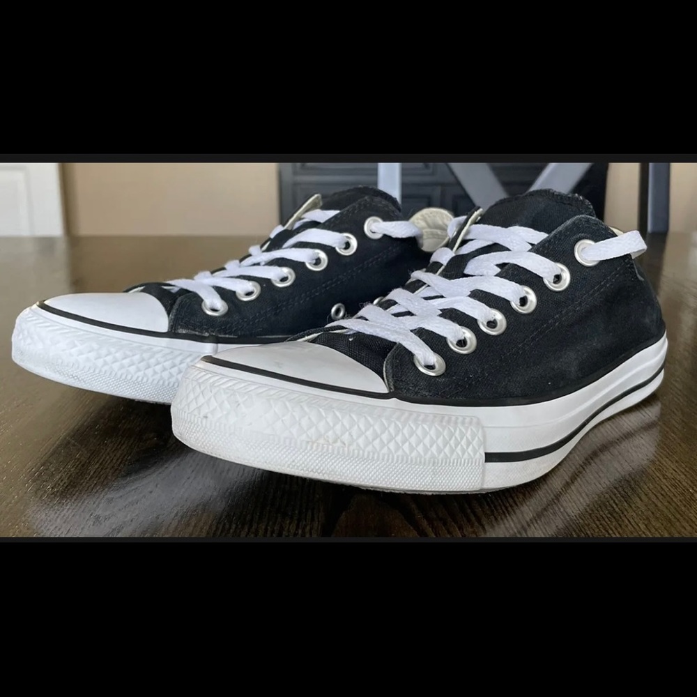 Converse Black All Star Double Tongue Low Sneakers Women’s Sz 7